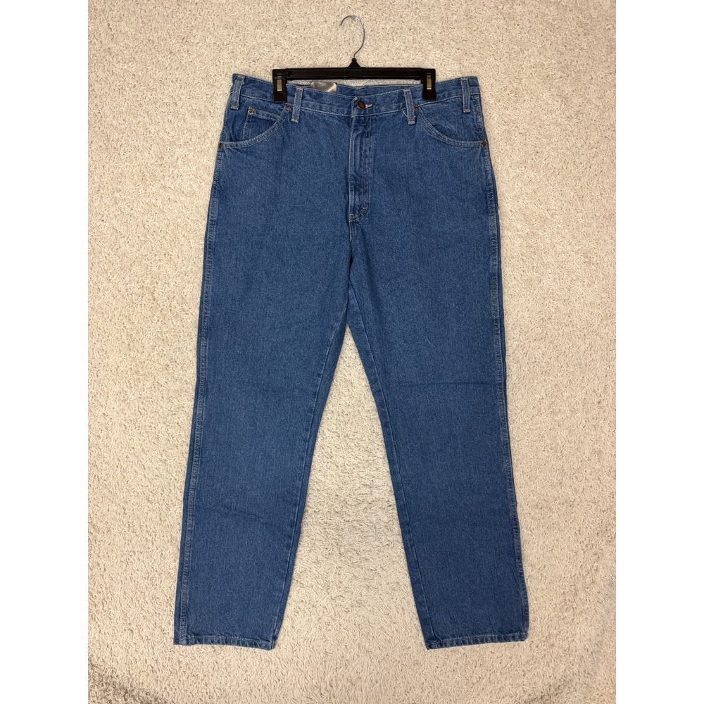 Dickies Jeans Mens 36x34 Blue Denim Straight Med Wash Casual Rugged Outdoor NEW